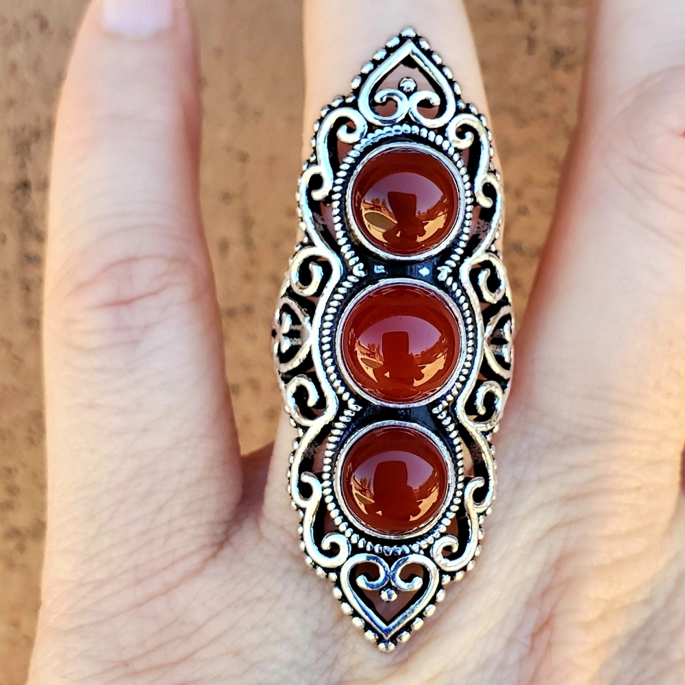New Stunning Carnelian 925 Silver Statement Ring. - Picture 7 of 15